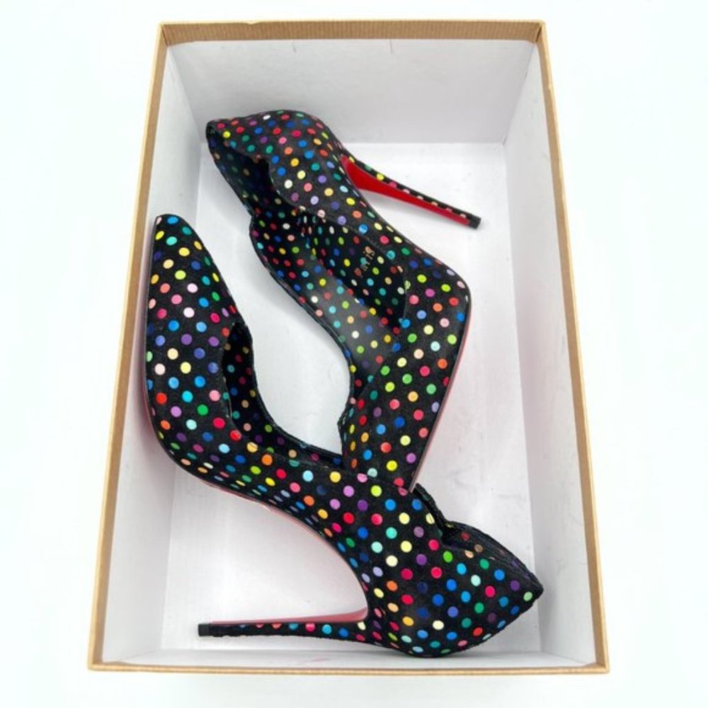 Christian Louboutin Polka Dot Hot Chick Leather Pumps - Picture 4 of 12